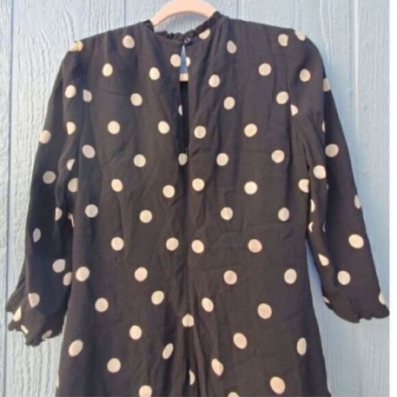 Kate Spade Women’s Size 2 Dizzy Dot Sheath Dress Black Tan 3/4 Sleeve High Neck - Picture 4 of 14